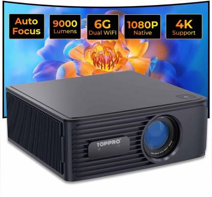 TOPPRO M6 Android 9.0 | Auto Focus & Keystone | 4K Full HD HDR10 Ultra Bright Projector (9000 lm / 2 Speaker / Wireless / Remote Controller) Portable Projector