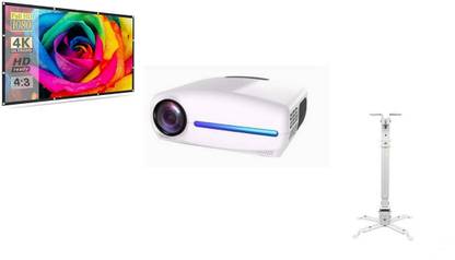 ZuZu Android 9.0 2GB RAM 16GB ROM Native 1080P 4K Foldable Screen & Projector Stand (6500 lm / Remote Controller) Portable Projector