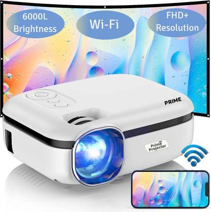 Prime Projector Latest Mini PS7 4700 Lumens| Wi-Fi, Miracast| 1920x1080P Full HD+| 12000:01 CR| (4700 lm / 2 Speaker / Wireless / Remote Controller) Portable Projector