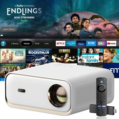 WANBO X5 + Fts (12000 lm / 2 Speaker / Wireless) Ultra Bright 1100 ANSI, Dual OS - Android + FTS (Certified Netflix, Prime, Hotstar) Native 1080P 4K HDR, 1GB +16GB | Fully Automatic | HDMI ARC | WiFi 6, Dual BT Home Cinema Projector
