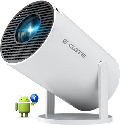 Egate Atom 2X (Ei9027) (200 lm / 1 Speaker / Wireless / Remote Controller) Android 13 | 200 ISO Lumens, 720p Native with 1080p & 4K Support | Manual Focus + Automatic Keystone with Netflix, Prime etc | WiFi 6 & BT, Screen Mirroring | 1GB RAM-8GB ROM Smart Projector