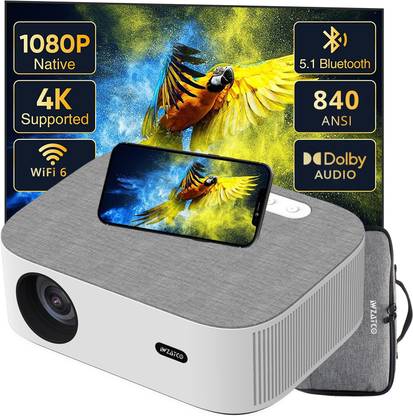 WZATCO Alpha 1 (9500 lm / 2 Speaker / Wireless / Remote Controller) with Android 9.0, Full HD Native 1080P, WiFi/BTv5.1 Electronic Focus Projector