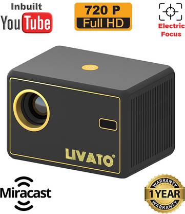 Livato Y7 WiFi Full HD Projector With YouTube/Electric Focus/HDMI/AV/USB/Screencast (5000 lm / 1 Speaker / Wireless / Remote Controller) Portable Projector