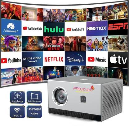 Projevox NeoBeam Android 11 | Full HD Auto Focus WiFi BT Projector with Miracast (8700 lm / 1 Speaker / Wireless / Remote Controller) Portable Projector