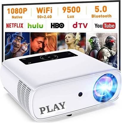 PLAY Newly Launched MP8 Model Portable Native Full HD LED 5G WiFi Android 2K 4K 3840 x 2160P Projector with fast processor technology by Advance Projector (7500 lm / Wireless / Remote Controller) Portable Projector