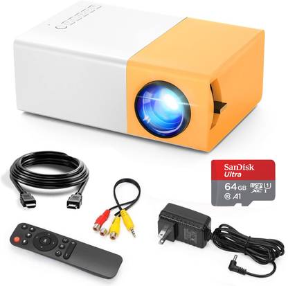 Hespa Mini Projector Home Theater LED with 64GB Memory Card & Others Accessories (3000 lm) Portable Projector