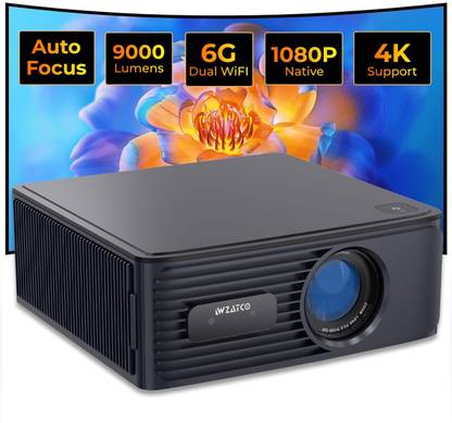 WZATCO Alpha X (9000 lm / 2 Speaker / Wireless / Remote Controller) Android 9 Full HD Native 1080P with 4K HDR Support, Intelligent OA + Screen Fit, HDMI ARC, Bluetooth 5.1, WiFi 6, 2GB RAM, 32GB ROM Fully Automatic Home Projector