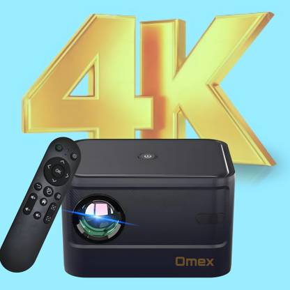 Omex Short Throw 4K decoding Android Dolby Audio 2.4G/5G WiFi Bluetooth 5.0 (6500 lm / 2 Speaker / Wireless / Remote Controller) Portable Projector