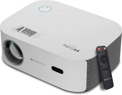 ZEBRONICS ZEB-PIXAPLAY 17 (6000 lm / Remote Controller) Android 1080p FHD with DOLBY AUDIO, WiFi Dual Band 2.4/5GHz, HDMI x2, USB, iOS mirroring, Miracast, Bluetooth v5.1, Ceiling mount Smart LED Projector  (White+Grey) at Rs. 21999