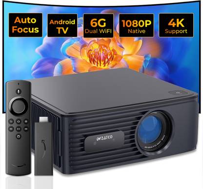 WZATCO Alpha X + FTS (15000 lm / 2 Speaker / Wireless) Ultra Bright 850 ANSI, Native 1080P Fully Automatic 4K HDR, Intelligent OA + Screen Fit, HDMI ARC, Android 9, BT 5.1, WiFi 6, 2GB 32GB Projector