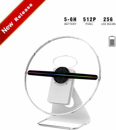 ZuZu 3D Hologram Fan With Rechargeable Battery Transparent Silent Protect Cover (1200 lm) Portable Projector