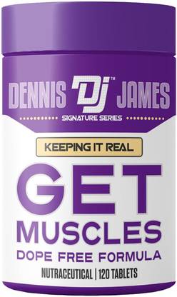 Dennis James Signature Series Get Muscles | Dope-Free Formula | 120 Tablets-Muscle Support Weight Gainers/Mass Gainers