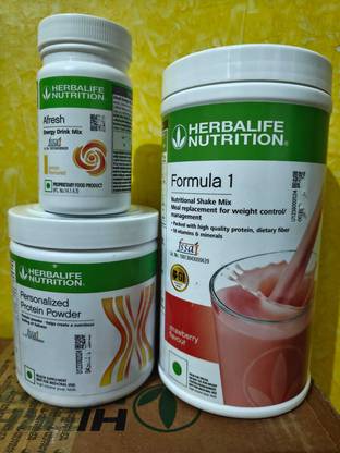 HERBALIFE FORMULA 1 WEIGHT LOSS COMBO STRAWBERRY SHAKE AFRESH LEMON PARTEIN POWDER 200GM Nutrition Bars