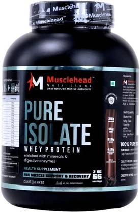 MUSCLEHEAD NUTRITIONS Pure Isolate Whey Protein for Muscle Recovery and Growth - 2Kg (Chocolate) Whey Protein