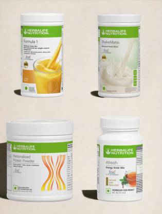 HERBALIFE F1 SHAKE MIX-MANGO,SHAKEMATE,PP-200GM AND TULSI (PACK OF 4) Protein Shake