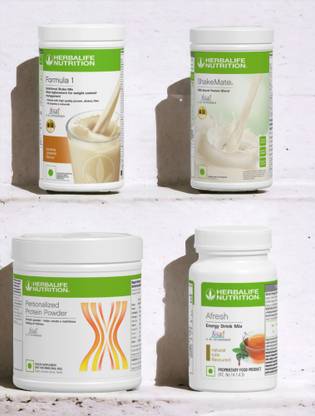 HERBALIFE F1 SHAKE MIX-BANANA,SHAKEMATE,PP-200GM AND TULSI (PACK OF 4) Protein Shake