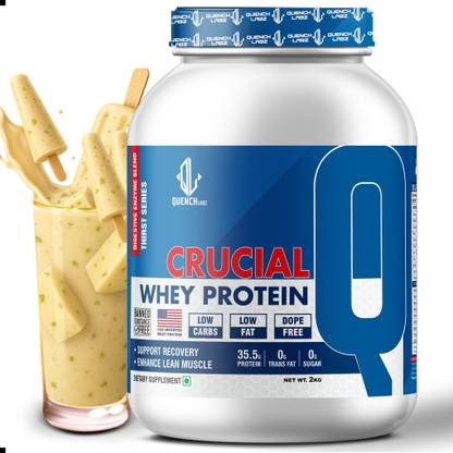 QUENCHLABZ Crucial Whey | 35.5g Protein | 0g Trans Fat | Probiotics | Digestive Enzymes Whey Protein