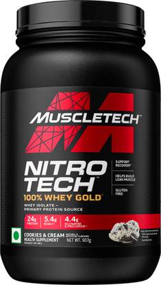 Muscletech NitroTech 100% Whey Gold for Muscle Support & Recovery - Primary Source Isolate Whey Protein