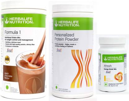 Herbalife Nutrition FORMULA-1SHAKE CHOCOLATE-500GM+PP-400GM+AFRESH LEMON-50 GM Whey Protein