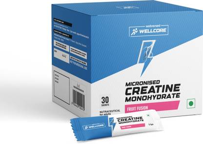 Wellcore Pure Micronised Creatine Monohydrate |Lab Tested, Enhanced Absorption|30 Sachets Creatine  (111 g, Fruit Fusion)