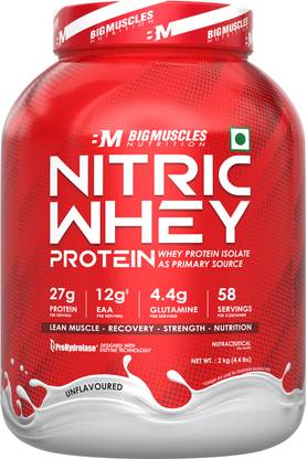 BIGMUSCLES NUTRITION Nitric Whey Protein | 27g Whey Protein Isolate with ProHydrolase Enzyme Tech. | Whey Protein