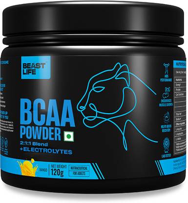 BeastLife High recovery BCAA Supplement for Men & Women Mango Flavour 2:1:1 Blend 120g BCAA
