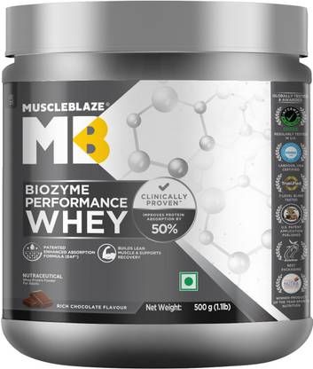 MUSCLEBLAZE Biozyme Performance Whey Protein Powder, 25g Protein Per Scoop Whey Protein