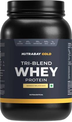 Nutrabay Gold Tri Blend Whey Protein (Hydrolyzed, Isolate & Concentrate) - 25g Protein Protein Blends