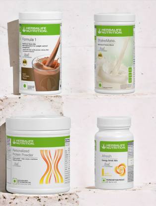 HERBALIFE F1 SHAKE MIX-CHOCOLATE,SHAKEMATE,PP-200GM AND LEMON (PACK OF 4) Protein Shake