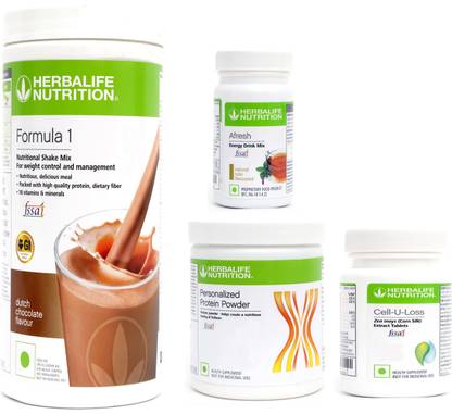 HERBALIFE FORMULA1SHAKE CHOCOLATE-500GM+PP200+AFRESH TULSI+ CELL U LOSS TABLET Protein Shake