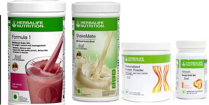 HERBALIFE formula 1 rose & kheer+ shakemate + protein powder 200g + afresh peach Plant-Based Protein