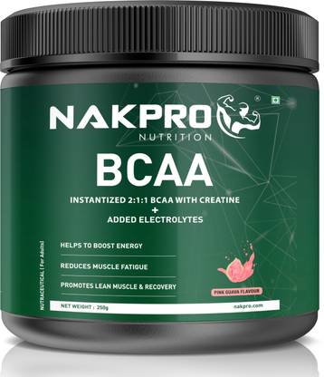 Nakpro BCAA 2:1:1 , 5g Vegan BCAA - Jar, 1.5g Creatine & Electrolytes for Endurance BCAA