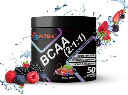 FiTBal BCAA (2:1:1) Energy Drink For Workout|BCAA 5.0 GM Per Serve|Mixed Berry Flavour BCAA