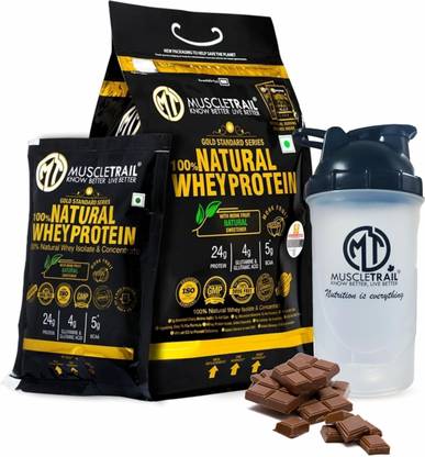Muscle Trail Gold Standard Series |60 Pouches |Low Carb & Fat |Shaker Inside |24g Natural Whey Protein
