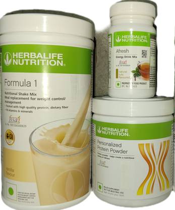 HERBALIFE F1 Shake Vanilla + Protein Powder 200 G + Afresh - Tulsi Protein Shake
