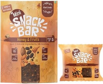 Khari Foods Honey & Fruits Mini Snack Bars 20g x 5, No Added Sugar, Healthy Snacks Energy Bars