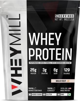 wheymill 100% Whey Protein | with Creatine | Easy Mixing, Low Carbs | Whey Protein