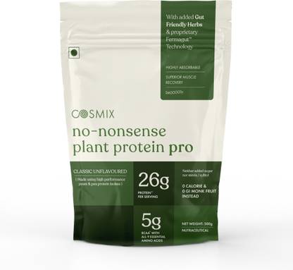 COSMIX No-Nonsense Plant Protein Pro,26g Protein,Light On Gut, Superior Muscle Recovery Plant-Based Protein
