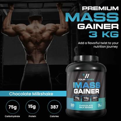 your whey Premium Mass Gainer 3 kg (Chocolate Milk Shake) Weight Gainers/Mass Gainers