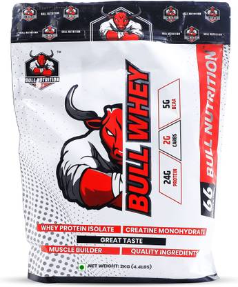 BULL NUTRITION Isolate Whey Protein 2kg ,66 Serving | For Muscle Building & Muscle Recovery Whey Protein