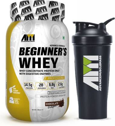 ADVANCE MUSCLEMASS Beginner's Whey Protein | Whey Concentrate Protein only | Digezyme | with Shaker वे प्रोटीन