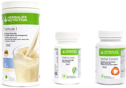 HERBALIFE Formula1 Kulfi (500gm) + Cell-u-loss 90 + Herbal Control 90 tablet set of 3 Plant-Based Protein