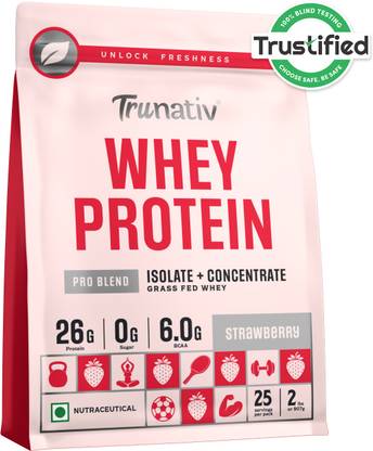 TruNativ Pro Blend Whey Protein, Grass-Fed Whey | 6g BCAA | 26g Protein | No Sugar | Whey Protein