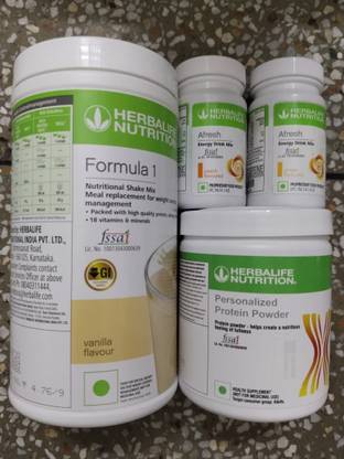 HERBALIFE F1 SHAKE MIX-VANILLA,AFRESH-PEACH,GINGER,PP-200GM(PACK OF 4) Protein Shake