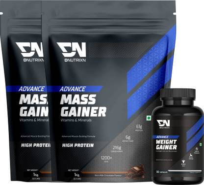 DNUTRIXN Advance Mass Gainer with High Protein, Digestive Enzyme, Multivitamin+ Weight Gainers/Mass Gainers