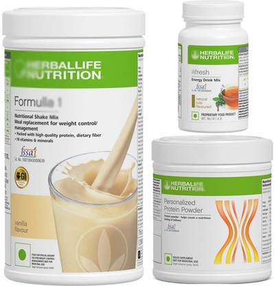 HERBALIFE Formula 1 shake miix Vanilla 500gm ,protein powder 200gm Afresh Tulsi 50gm Protein Blends