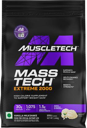 Muscletech Mass Tech Extreme 2000 High Protein Food For Weight Gain Weight Gainers/Mass Gainers