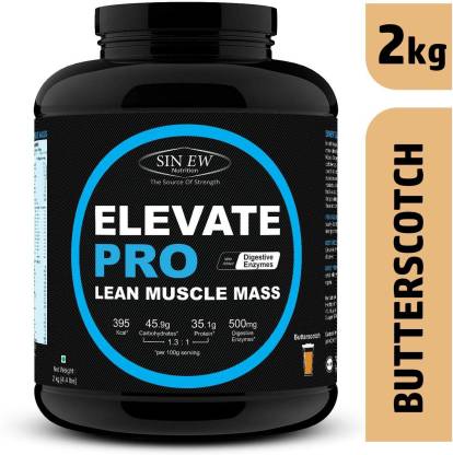 SINEW NUTRITION Elevate Pro Lean Muscle Mass Gainer Protein Powder with Digestive Enzymes Weight Gainers/Mass Gainers