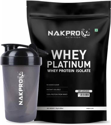 Nakpro Platinum Whey Protein Isolate Powder with Shaker Bottle (500ml) | Whey Protein