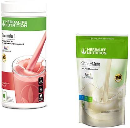 HERBALIFE Formula 1 Nutritional Shake - Strawberry Flavor With Shake Mate Milk Powder Plant-Based Protein